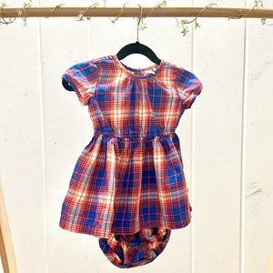 Great Condition J-Crew Crewcuts Baby Red and Blue Plaid Dress & Bloomers 12-18M
